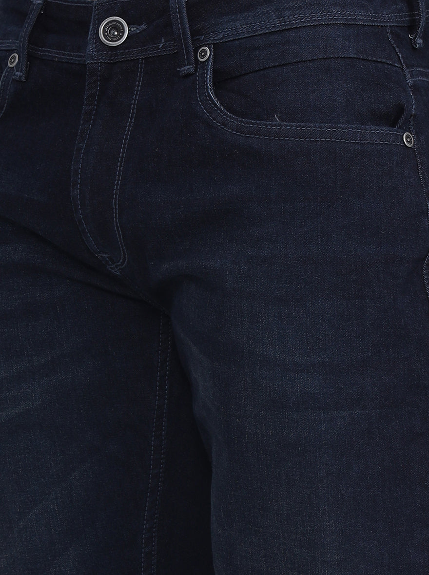 Dark Indigo Blue Washed Slim Fit Jeans | JadeBlue