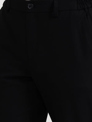 Black Solid Slim Fit Casual Trouser | JadeBlue