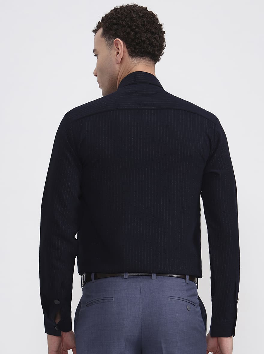 Blue Striped Slim Fit Party Wear Shirt | Wyre