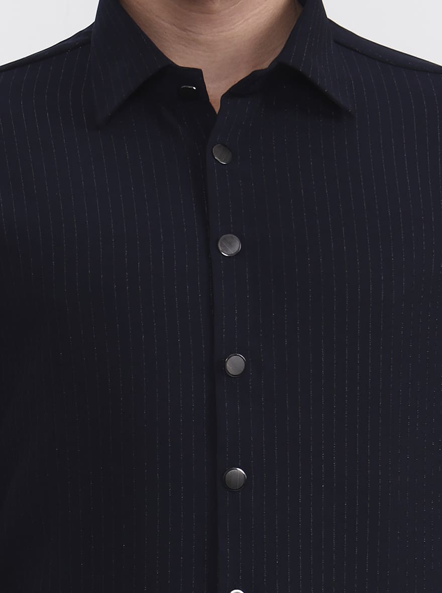 Blue Striped Slim Fit Party Wear Shirt | Wyre