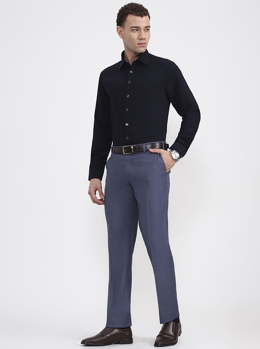 Blue Striped Slim Fit Party Wear Shirt | Wyre