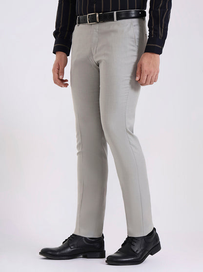 Grey Solid Super Slim Fit Formal Trouser | Greenfibre