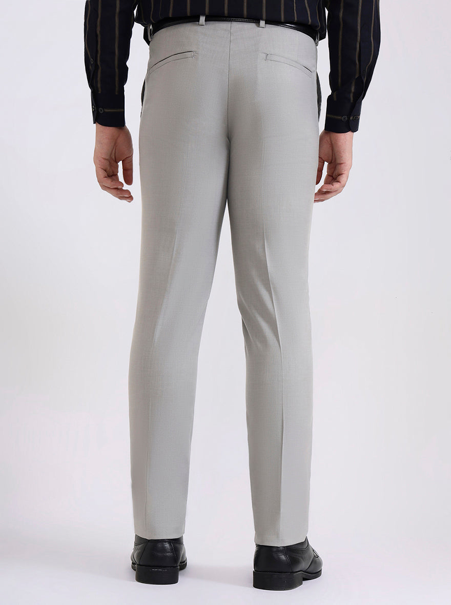Grey Solid Super Slim Fit Formal Trouser | Greenfibre