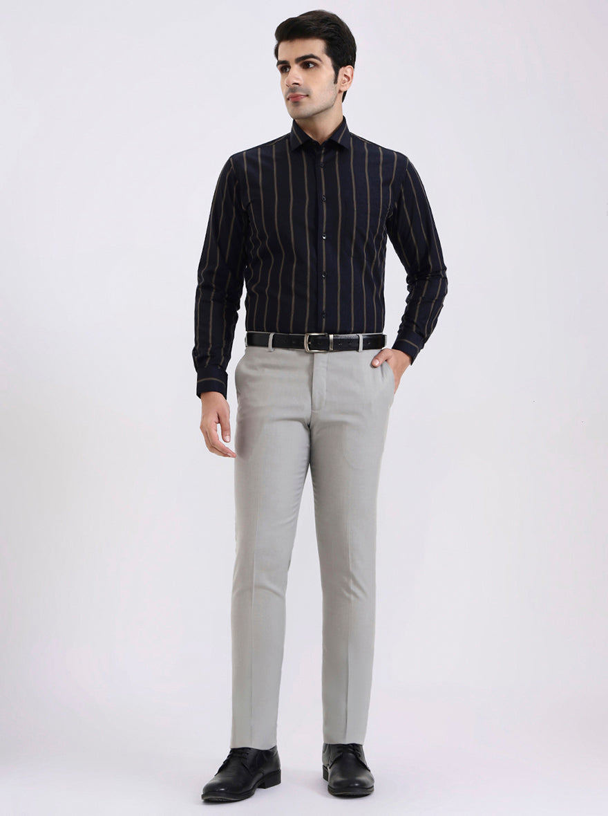 Grey Solid Super Slim Fit Formal Trouser | Greenfibre