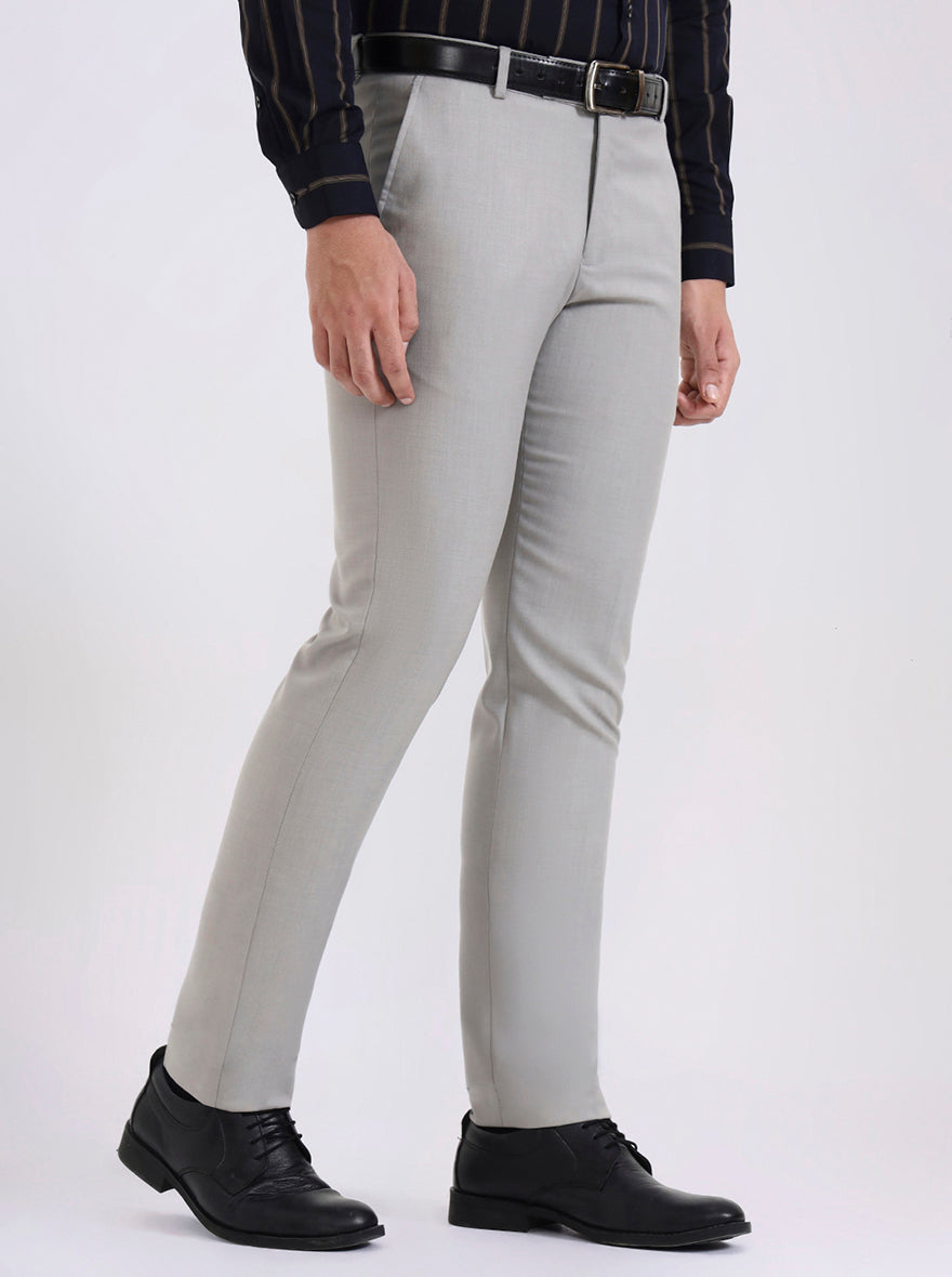 Grey Solid Super Slim Fit Formal Trouser | Greenfibre