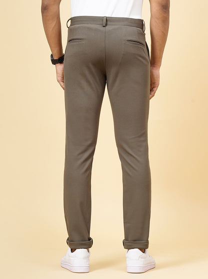 Olive Green Solid Venice Fit Casual Trouser | JadeBlue