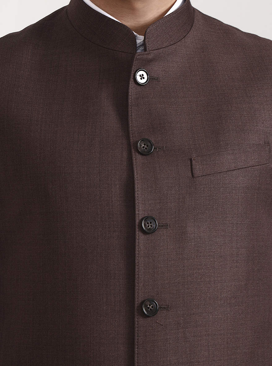 Brown Solid Modi Jacket | JadeBlue
