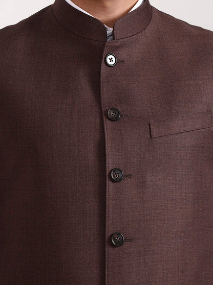 Brown Solid Modi Jacket | JadeBlue