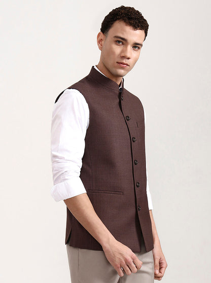 Brown Solid Modi Jacket | JadeBlue
