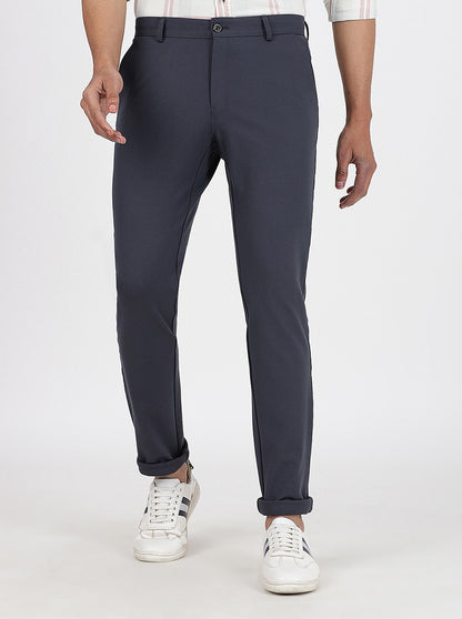Dark Grey Solid Venice Fit Casual Trouser | JadeBlue