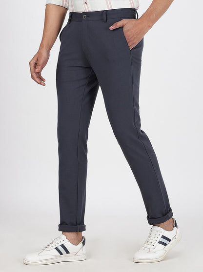Dark Grey Solid Venice Fit Casual Trouser | JadeBlue