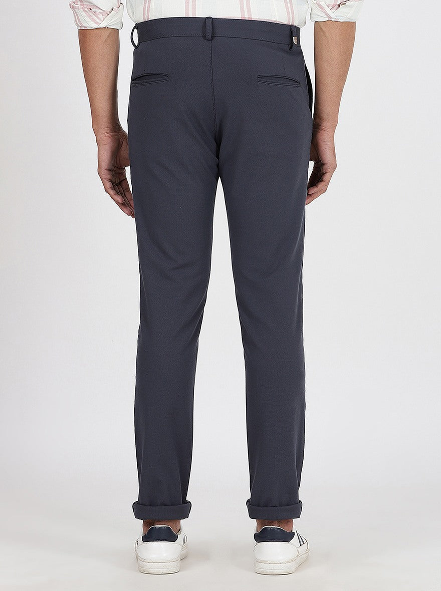 Dark Grey Solid Venice Fit Casual Trouser | JadeBlue