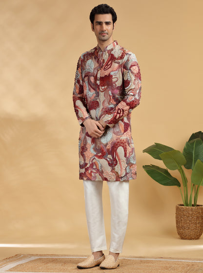 Rust Printed Kurta Pajama | TULA