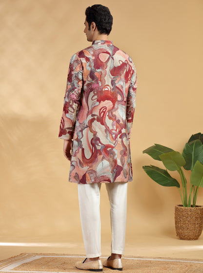 Rust Printed Kurta Pajama | TULA