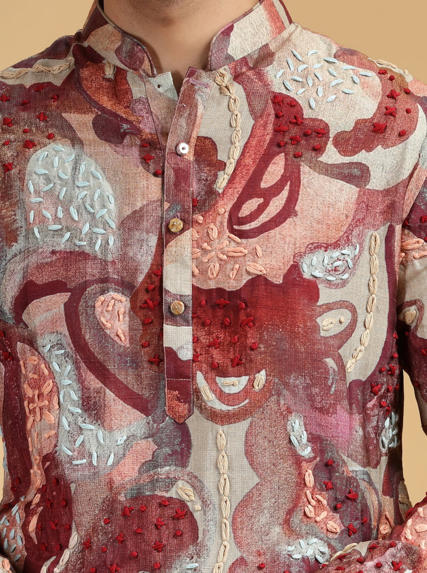 Rust Printed Kurta Pajama | TULA