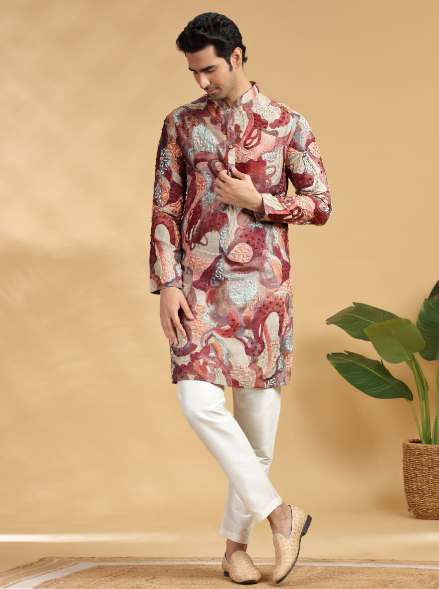 Rust Printed Kurta Pajama | TULA
