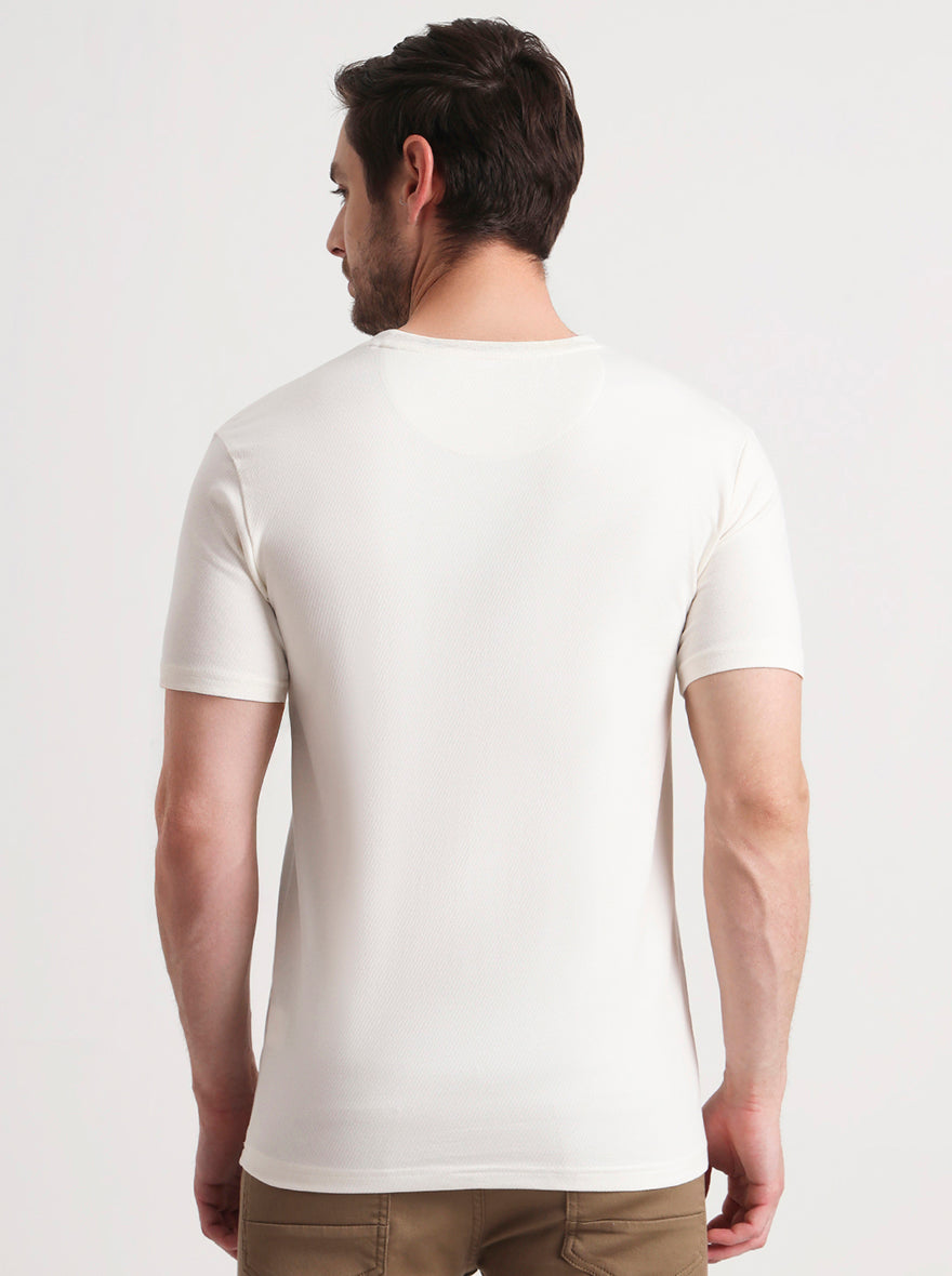 Off-White Solid Slim Fit T-Shirt | JadeBlue