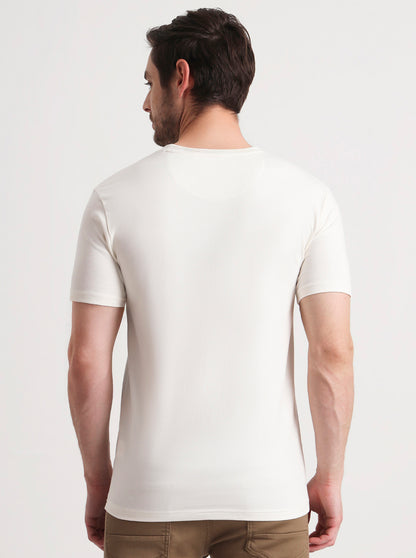 Off-White Solid Slim Fit T-Shirt | JadeBlue