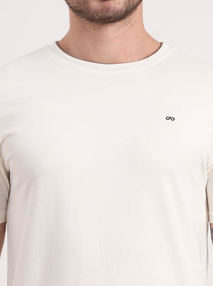 Off-White Solid Slim Fit T-Shirt | JadeBlue