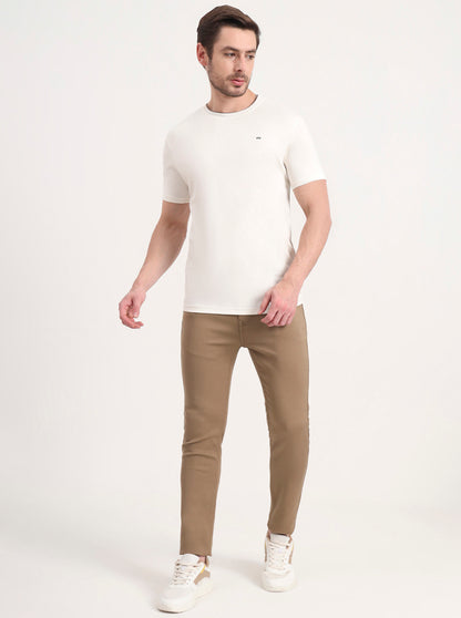 Off-White Solid Slim Fit T-Shirt | JadeBlue