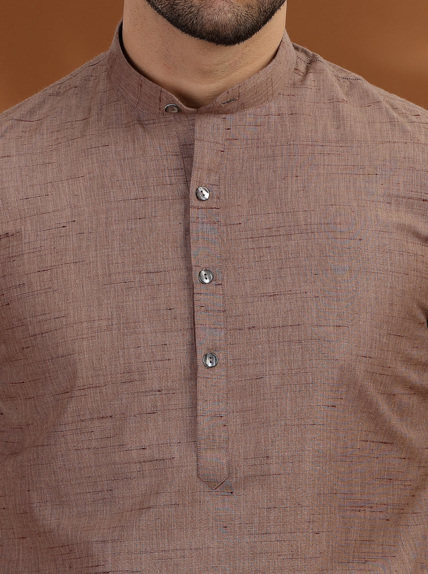 Brown Solid Modi Kurta | JadeBlue