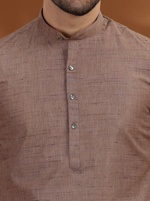 Brown Solid Modi Kurta | JadeBlue