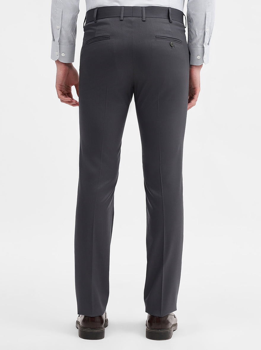 Grey Solid Slim Fit Formal Trouser | JadeBlue Super Luxe
