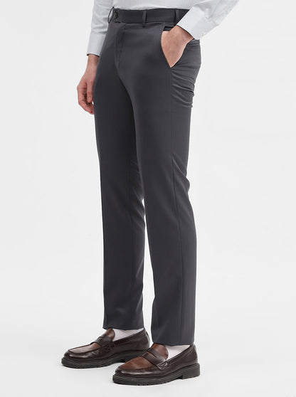 Grey Solid Slim Fit Formal Trouser | JadeBlue Super Luxe