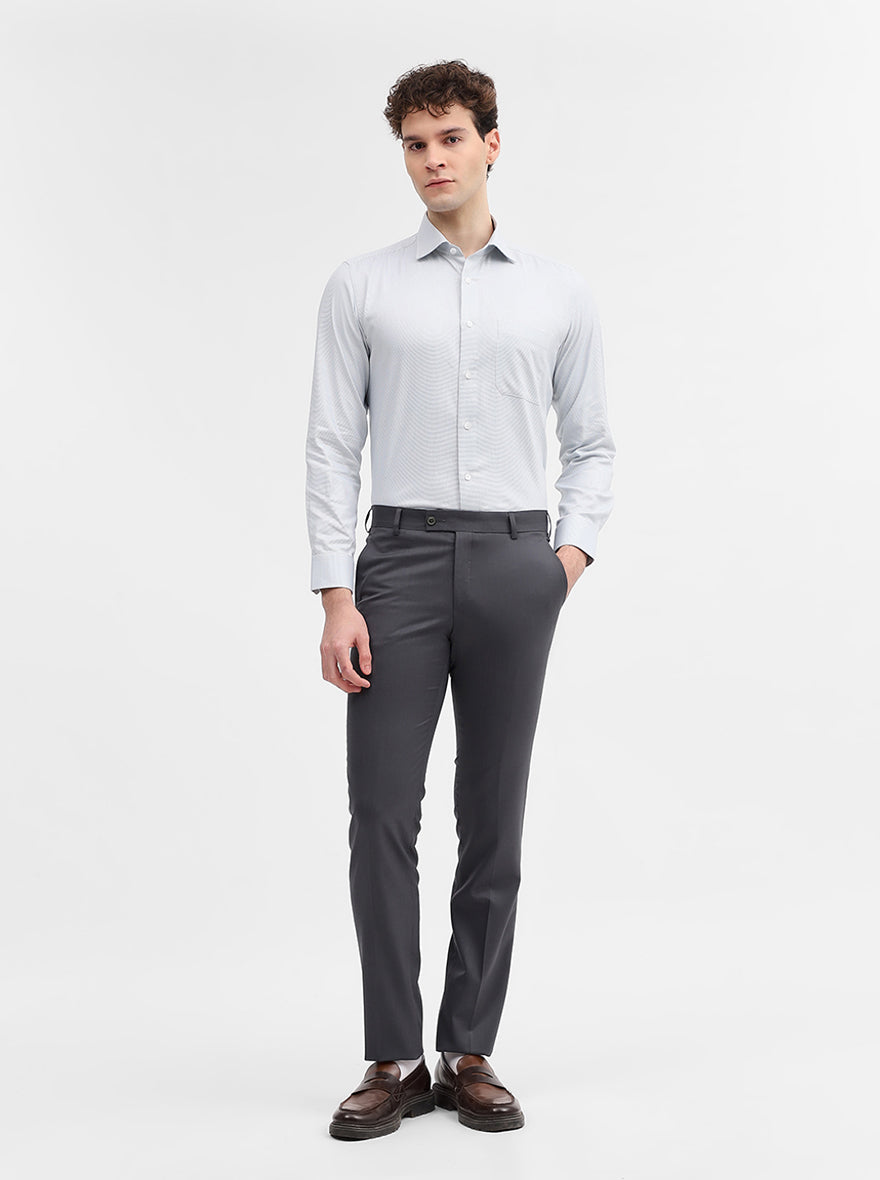 Grey Solid Slim Fit Formal Trouser | JadeBlue Super Luxe