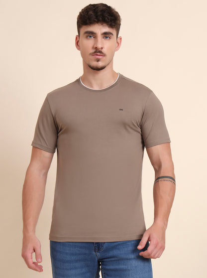 Olive Solid Slim Fit T-Shirt | JadeBlue