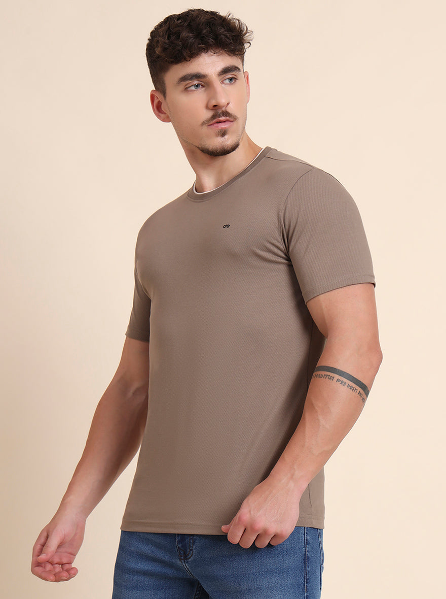 Olive Solid Slim Fit T-Shirt | JadeBlue