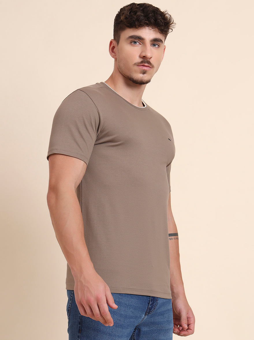 Olive Solid Slim Fit T-Shirt | JadeBlue