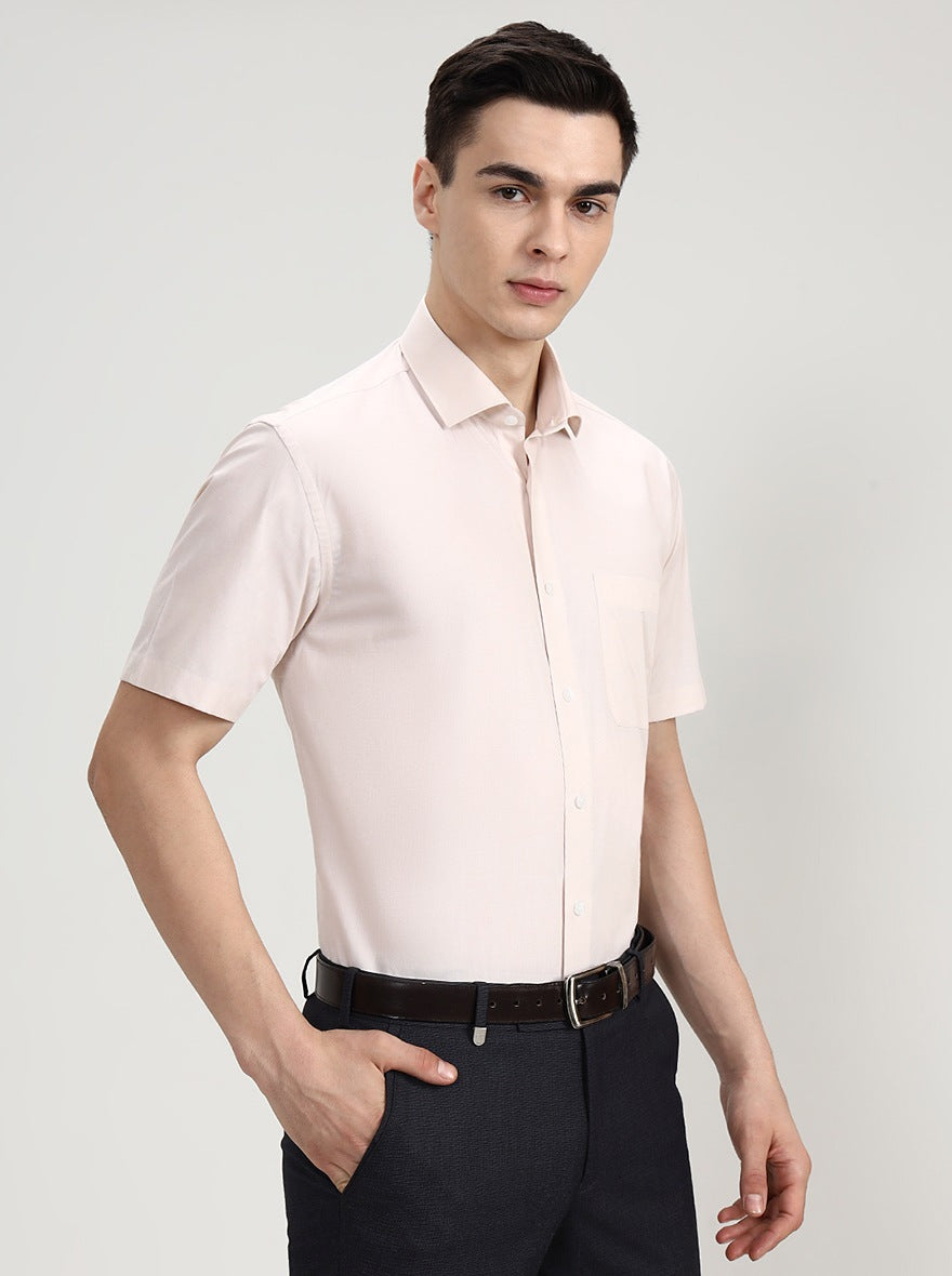 Fawn Solid Regular Fit Formal Shirt | JadeBlue