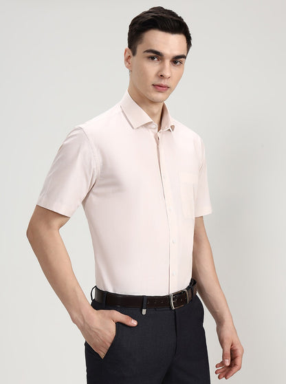 Fawn Solid Regular Fit Formal Shirt | JadeBlue