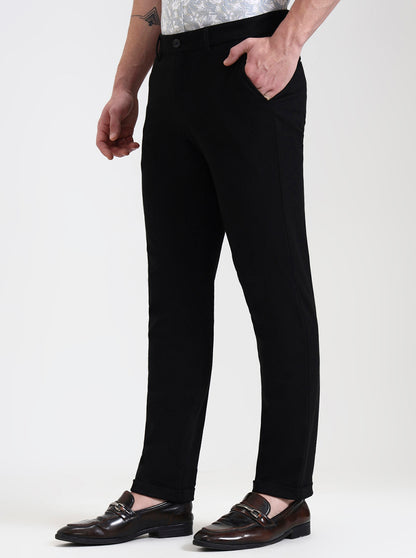 Black Solid Venice Fit Casual Trouser | JadeBlue