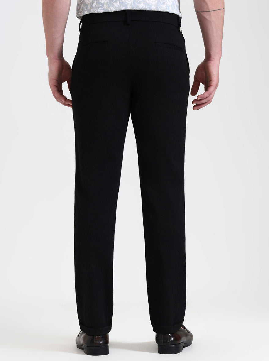 Black Solid Venice Fit Casual Trouser | JadeBlue