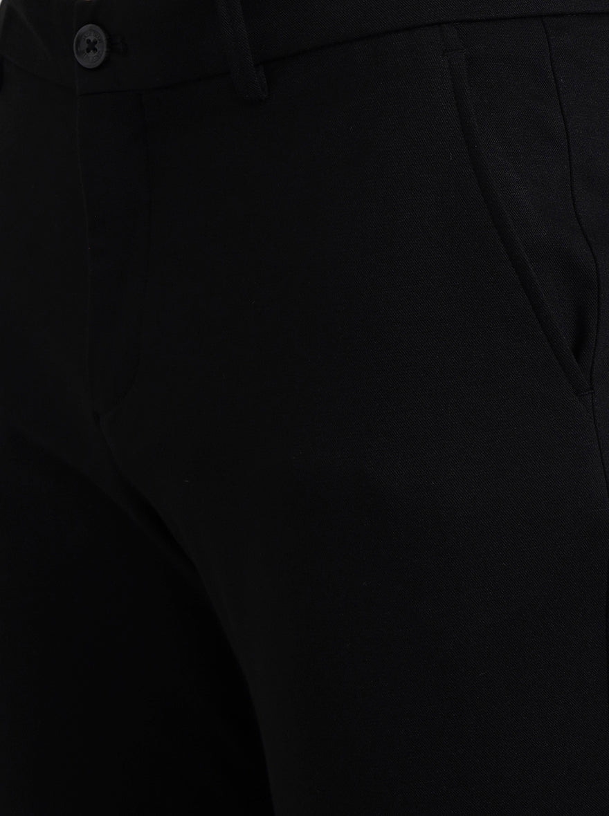Black Solid Venice Fit Casual Trouser | JadeBlue