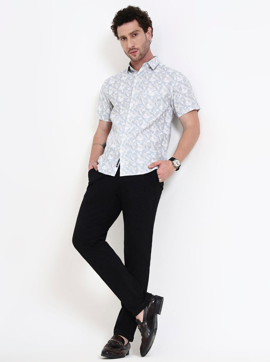 Black Solid Venice Fit Casual Trouser | JadeBlue