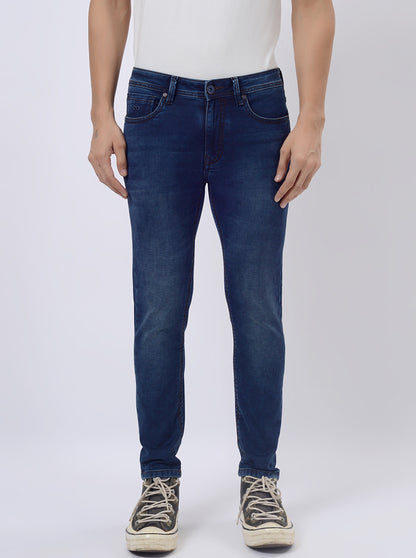 Dark Blue Washed Rider Fit Jeans | JadeBlue