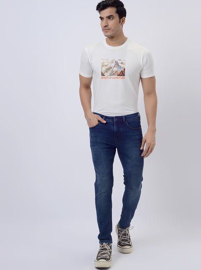 Dark Blue Washed Rider Fit Jeans | JadeBlue