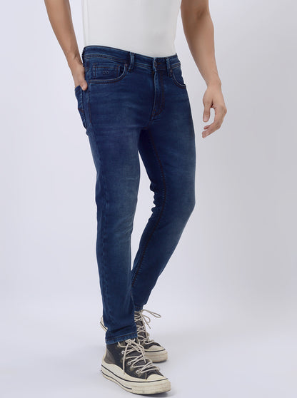 Dark Blue Washed Rider Fit Jeans | JadeBlue