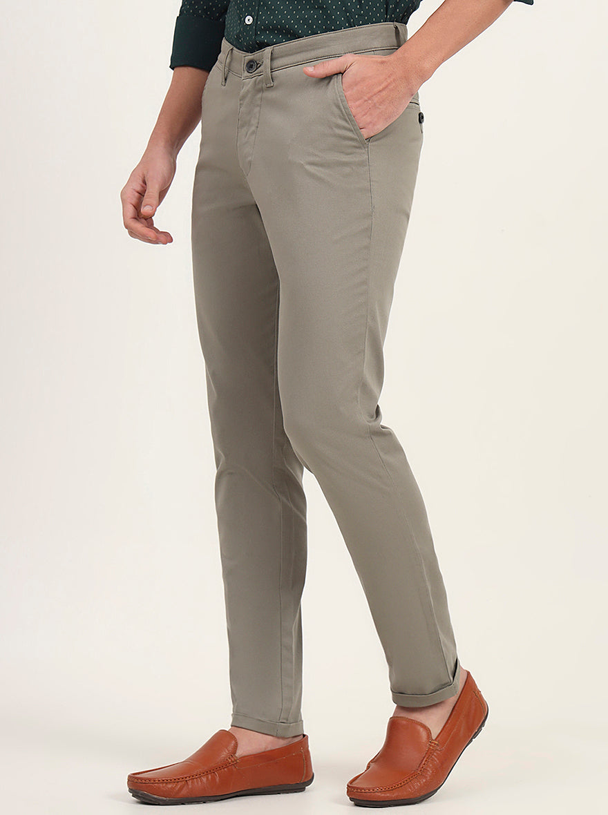 Light Green Solid Neo Fit Casual Trouser | Greenfibre