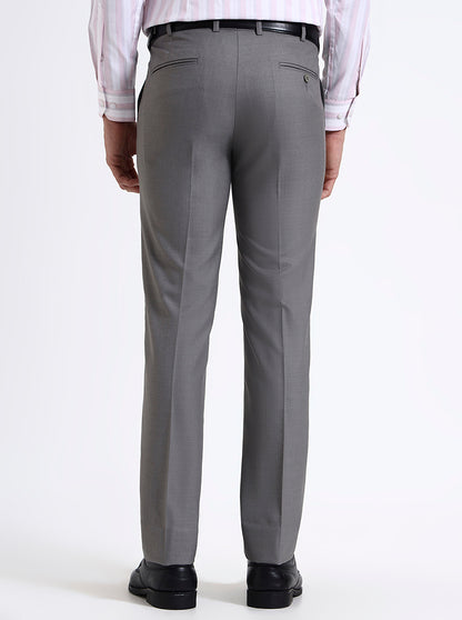 Grey Solid Slim Fit Formal Trouser | JadeBlue Super Luxe