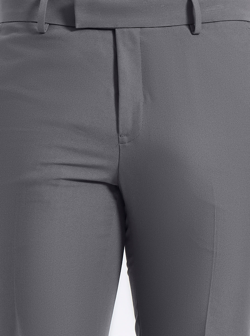 Grey Solid Slim Fit Formal Trouser | JadeBlue Super Luxe