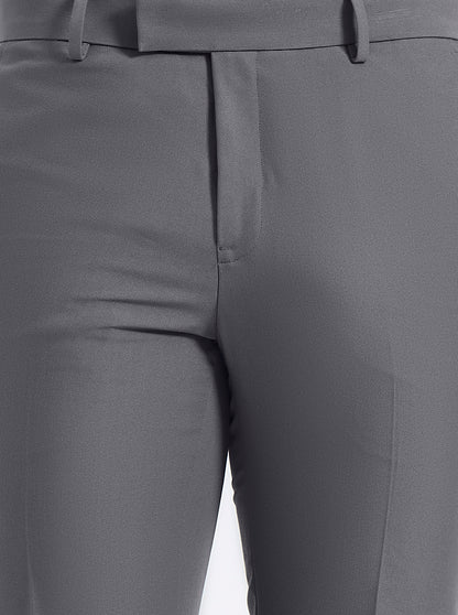 Grey Solid Slim Fit Formal Trouser | JadeBlue Super Luxe