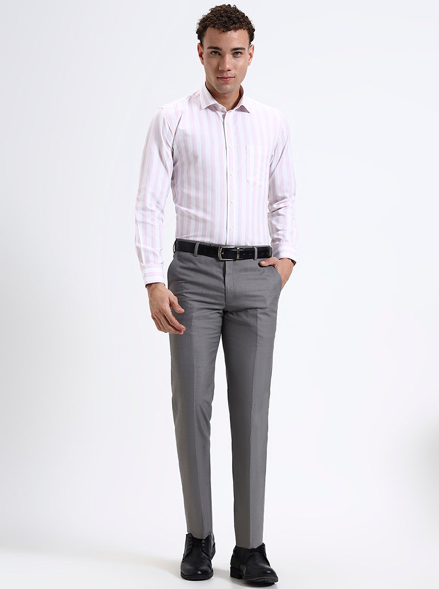 Grey Solid Slim Fit Formal Trouser | JadeBlue Super Luxe