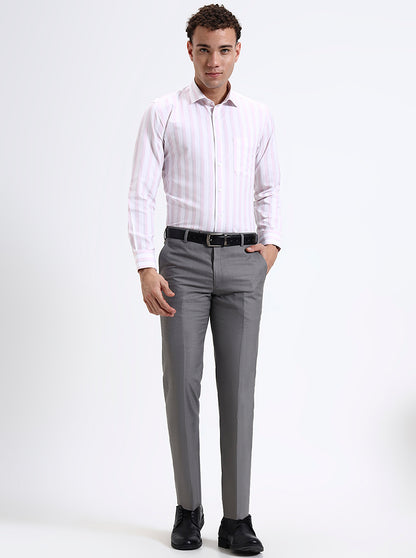 Grey Solid Slim Fit Formal Trouser | JadeBlue Super Luxe