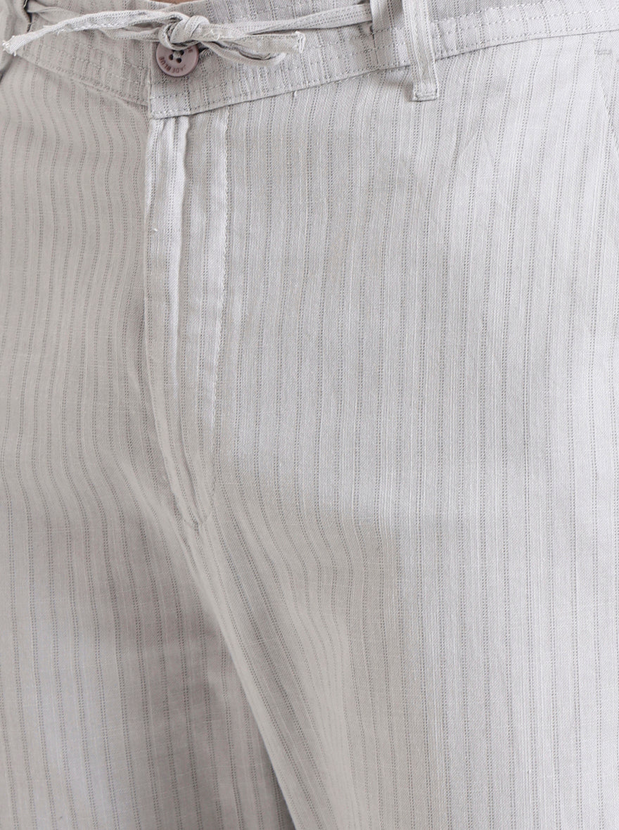 Light Grey Striped Regular Fit Track Pant | JadeBlue