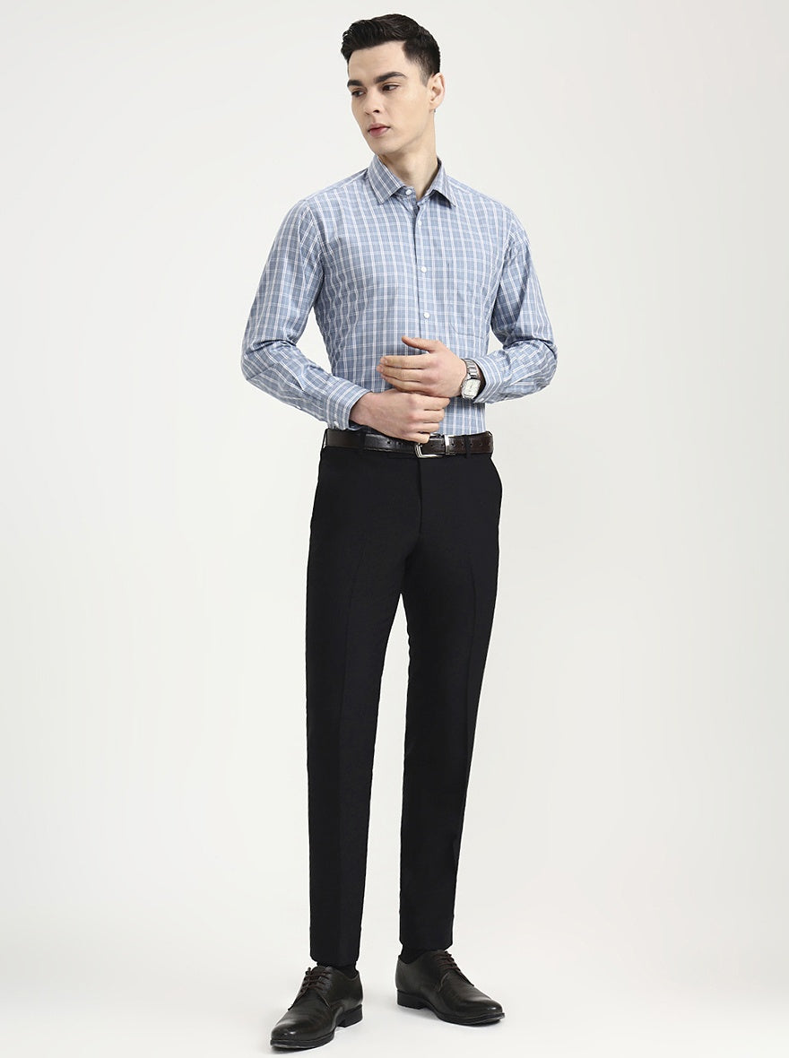 White & Grey Checked Regular Fit Formal Shirt | JadeBlue