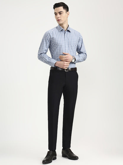 White & Grey Checked Regular Fit Formal Shirt | JadeBlue